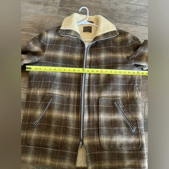 Vintage 60s Pendleton Shadow Plaid Wool Shearling Lined Coat - Picture 8 of 9